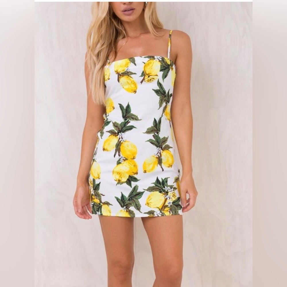 Princess Polly Lemon Print Mini Dress